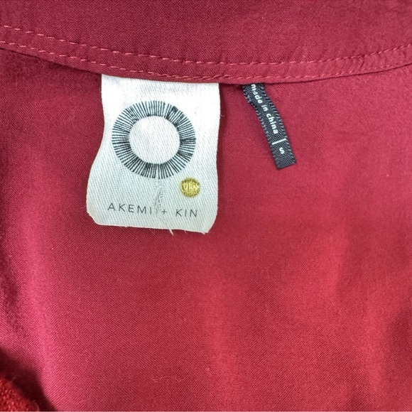 Anthropologie Akemi + Kin Women Size Small Red Lucie Plaid Long Sleeve Tunic Top - Picture 6 of 9